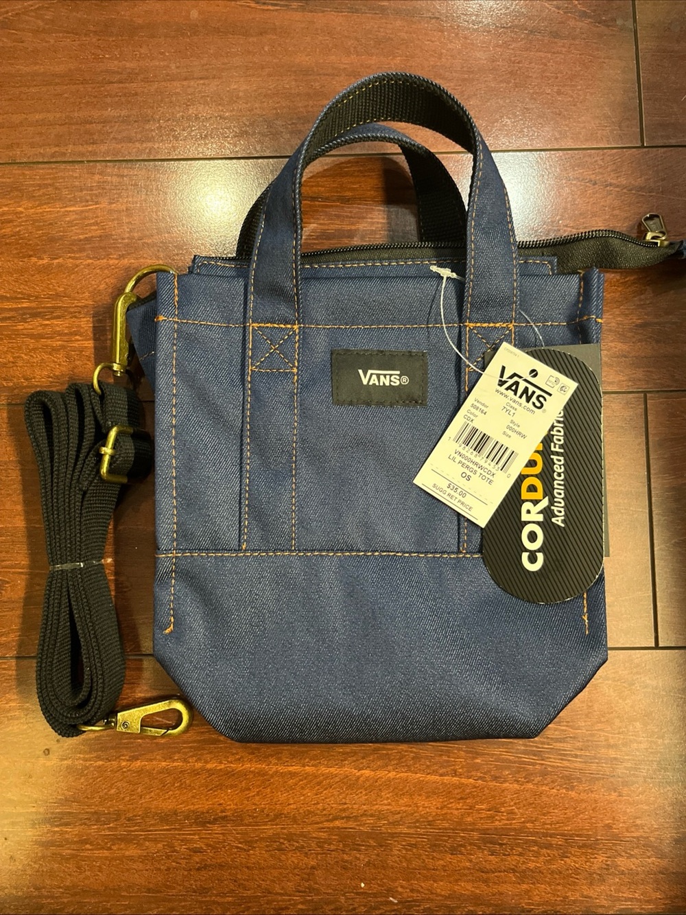 Vans Lil Pergs Tote Bag Small Crossbody Canvas Stonewash Blue Cordura 8x7x3 New